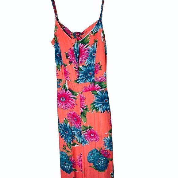 EUC ANGL Floral Boho Tie Back Orange Jumpsuit Medium - Picture 1 of 5